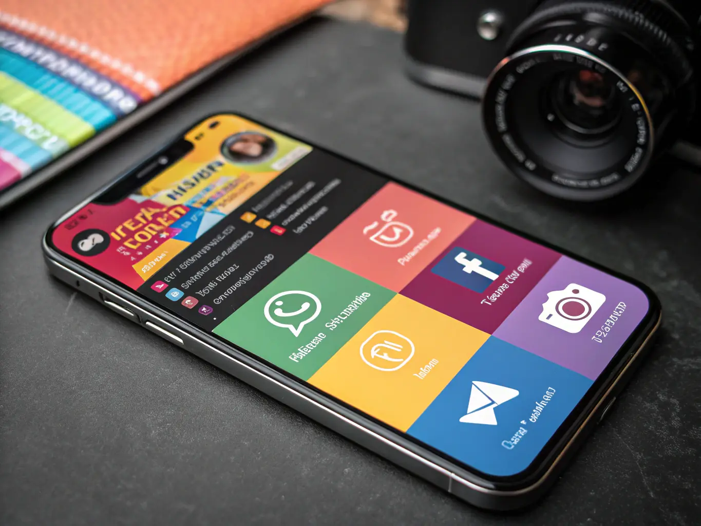 A creatively designed Aven-app.us digital business card featuring a company logo, personalized video introduction, and direct links to social media profiles.